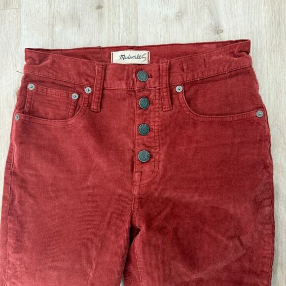 Madewell Cali Demi-Boot Jeans Corduroy Button Fly in Canterbury Red M0602 Sz 25 - Picture 3 of 8